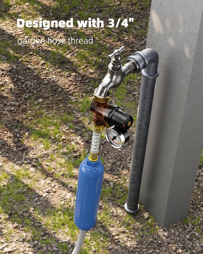 FOCSPROD RV Water Pressure Regulator, Rotatable Scale Adjustable Camper Water Pressure Reducer with Gauge, Inlet Screen Filter for Camper Travel Trailer