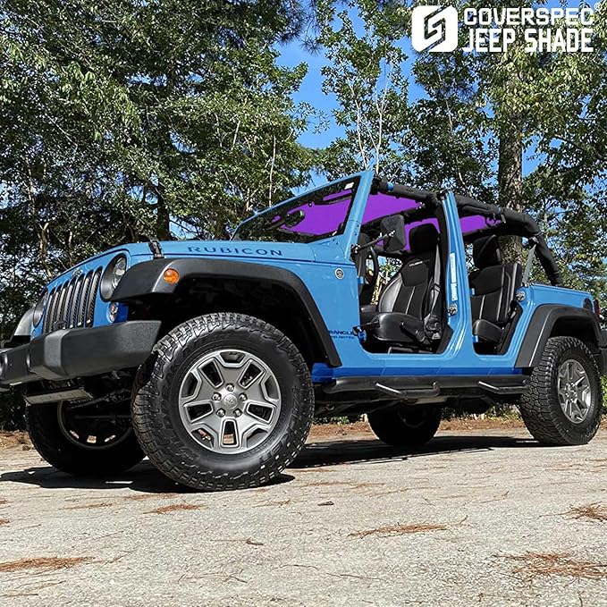 JK Sun Shade Top Compatible with Jeep Wrangler 4 Door 2007 to 2018 Sunshade Sunroof Bikini Cover Blocks UV Wind Noise Purple Mesh for Front and Rear 2 pcs