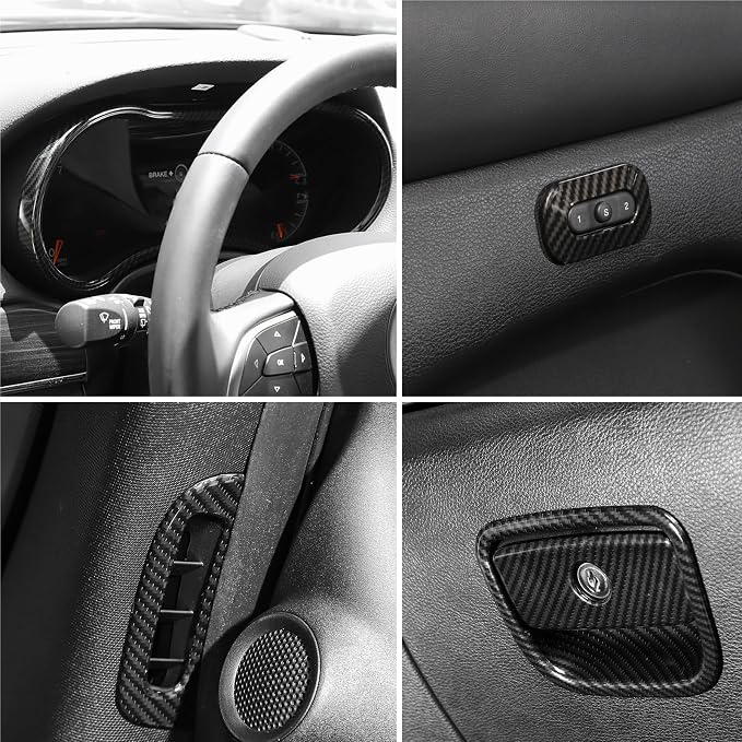 CheroCar 17PCS Carbon Fiber Interior Trim Kit for 2016-2026 Jeep Grand Cherokee Central Control Dashboard Window Steering Button Air Vent A Pillar Speaker Glove Box Handle Gear Shift Cover Decor Trim