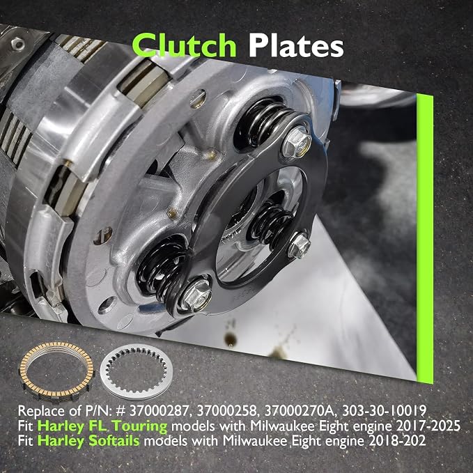Mofun Friction Steel Plates Clutch Kit Compatible with Harley FL Touring Electra Road Street Glide Road King 2017-2025 Softail Street Bob 2018-2025 Fit M8, Replace of P/N 37000287 303-30-10019