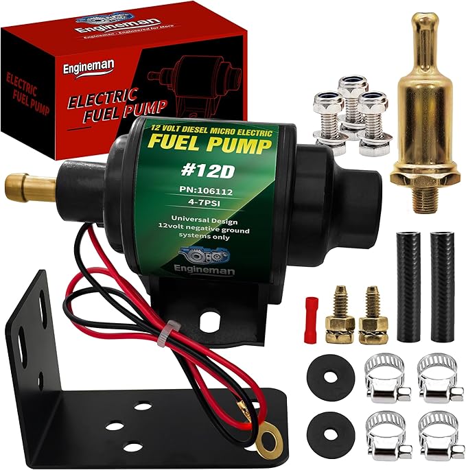 12D Micro Electric Diesel Fuel Pump Universal 5/16 inch Inlet and Outlet 12V 1-2 A, 35 GPH, 4-7 PSI