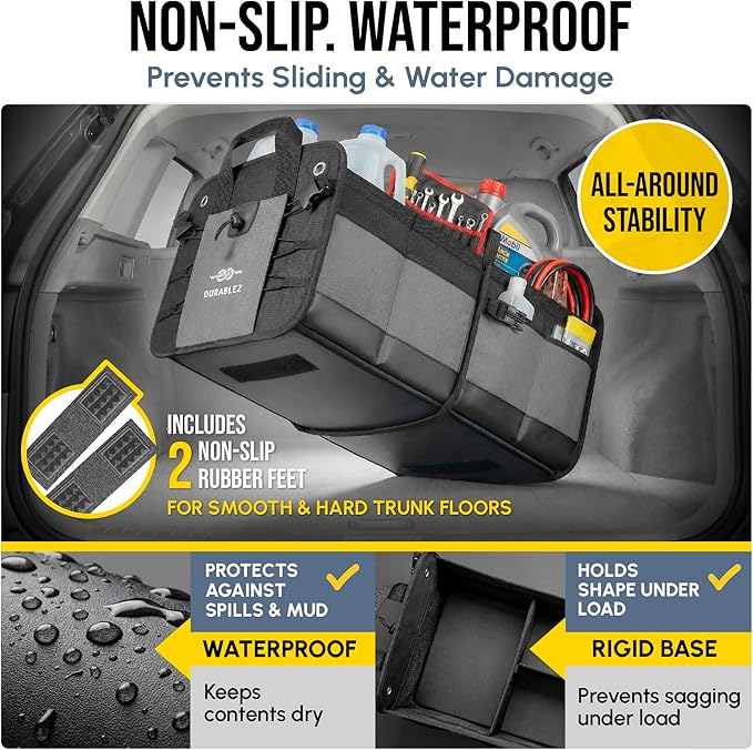 Modular 5-Section Trunk Organizer XL – Car Storage for Groceries, Tools, Sports Gear, Emergency Kits – Extra Large Multi-Module Cargo Box, Foldable, Detachable, Heavy Duty Design – Gray