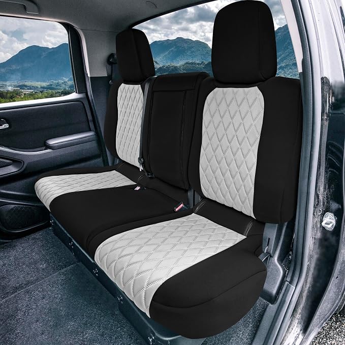 FH Group Custom Fit Car Seat Covers Specifically Made for 2022-2026 Nissan Frontier, Rear Set Gray Ultraflex Neoprene Waterproof Automotive Seat Covers for Pickup Truck, Nissan Accessories
