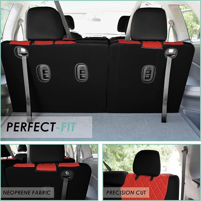 FH Group Custom Fit Car Seat Covers Specifically Made for 2016–2022 Honda Pilot, 3rd Row Set Red Ultraflex Neoprene, Waterproof Car Seat Cover, Honda Accessories