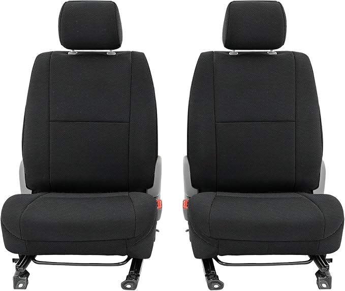 Bench Seat Covers for Toyota Tacoma Crew Cab 2005 2006 2007 2008 2009 2010 2011 2012 2013 2014 2015 Heavy Duty Cloth Protector Accessories with Non-Folding Passenger Seat，Black（Front）