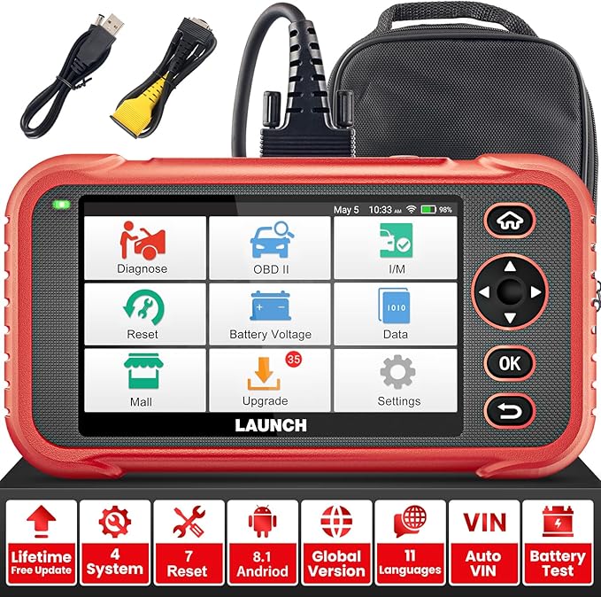 LAUNCH OBD2 Scanner CRP123I V2.0, 2026 Lifetime Update Scan Tool,Muilti System with 7 Resets Oil/SAS Calibration/Brake/BMS/D.P.F/ABS Bleeding/Throttle Reset, Auto Vin, Battery Test,FCA SGW