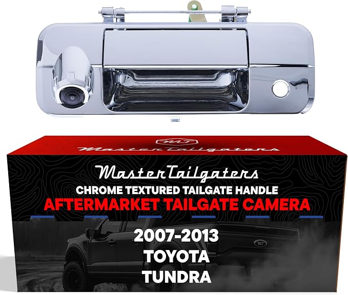 Master Tailgaters Chrome Tailgate Handle with Backup Camera Replacement for Toyota Tundra (2007-2013) | IP68 Waterproof | Parking Grid Lines Available | Easy to Install