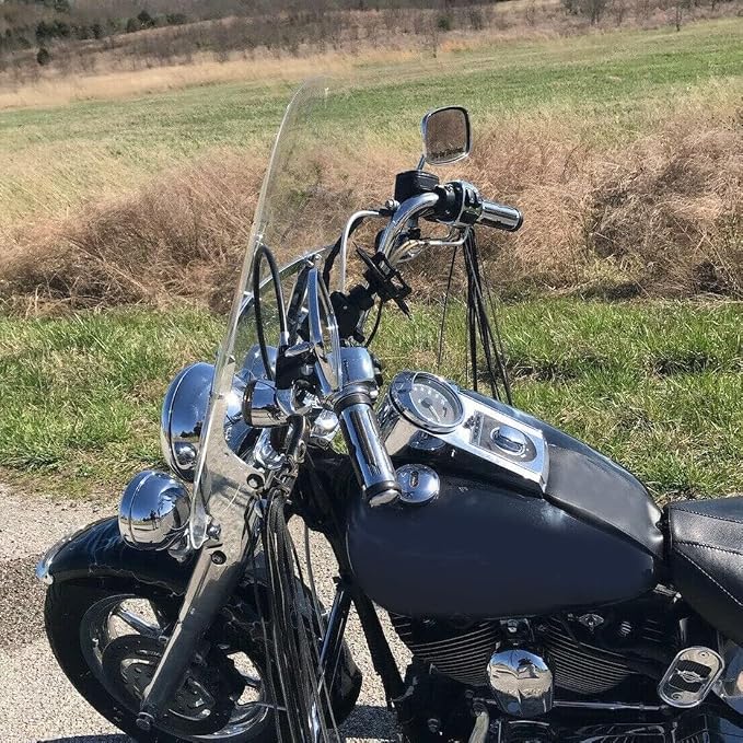 HECASA 26-1/2" X 23" Detachable Windshield Compatible With 2000-2017 Harley Davidson Heritage Softail Classic FatBoy FLS FLST FLSTC FLSTF FLSTFB FLSTN Clear Windscreen