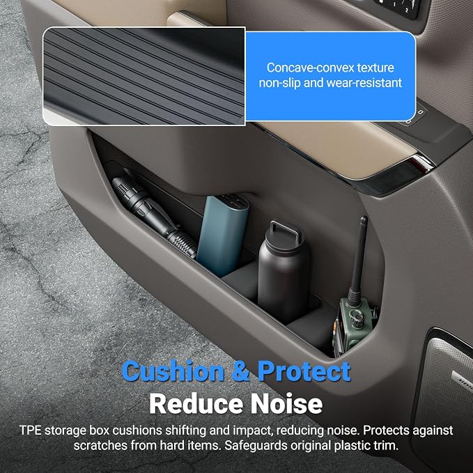 4PCS Door Side Storage Box Compatible with 2022-2026 Chevy Silverado GMC Sierra Crew Cab Door Handle Phone Pocket Tray Insert Organizer Replacement for 2022-2026 Chevy Silverado Accessories