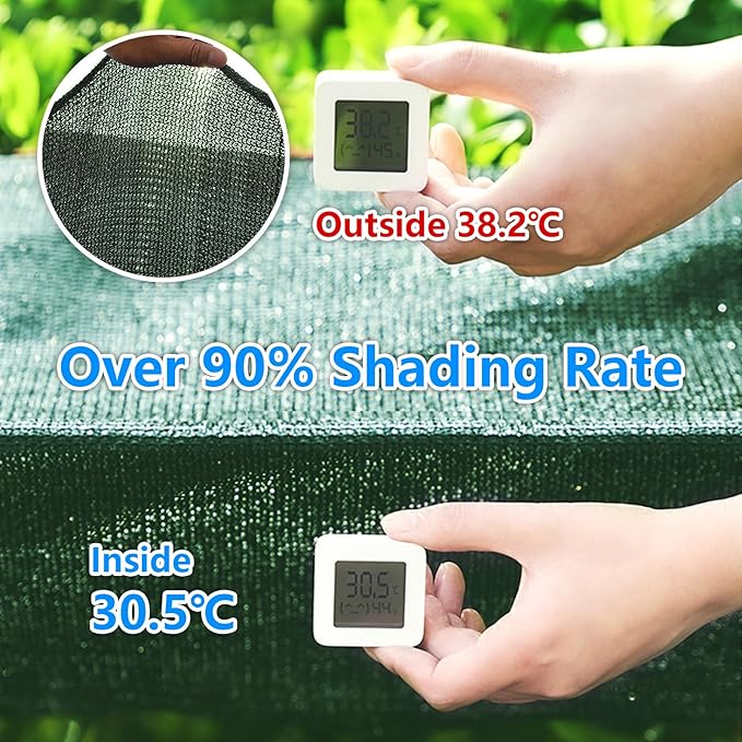 90% Blackish Green Shade Cloth, 10x12FT Resistant Garden Sun Shade Net, Durable Mesh Shade Tarp with Reinforced Grommets for Greenhouse, Plant, Chicken Coop, Pergola, Swimming, Canopy，Patio，Garden