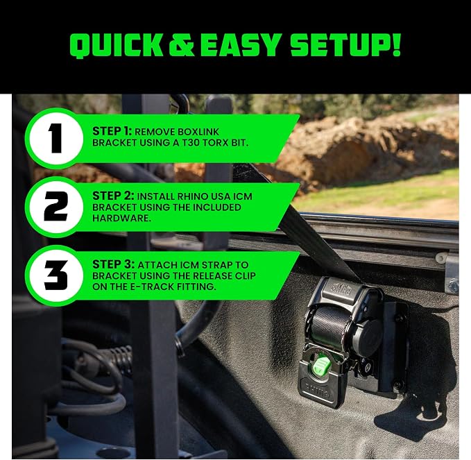 Ford Only – Rhino USA Integrated Cargo Magic Bed-Mounted Retractable Ratchet Straps (2PK) for Ford F150 (2015+) & F250 (2017+) – BoxLink Compatible, 360° Swivel, Heavy-Duty Tie Downs