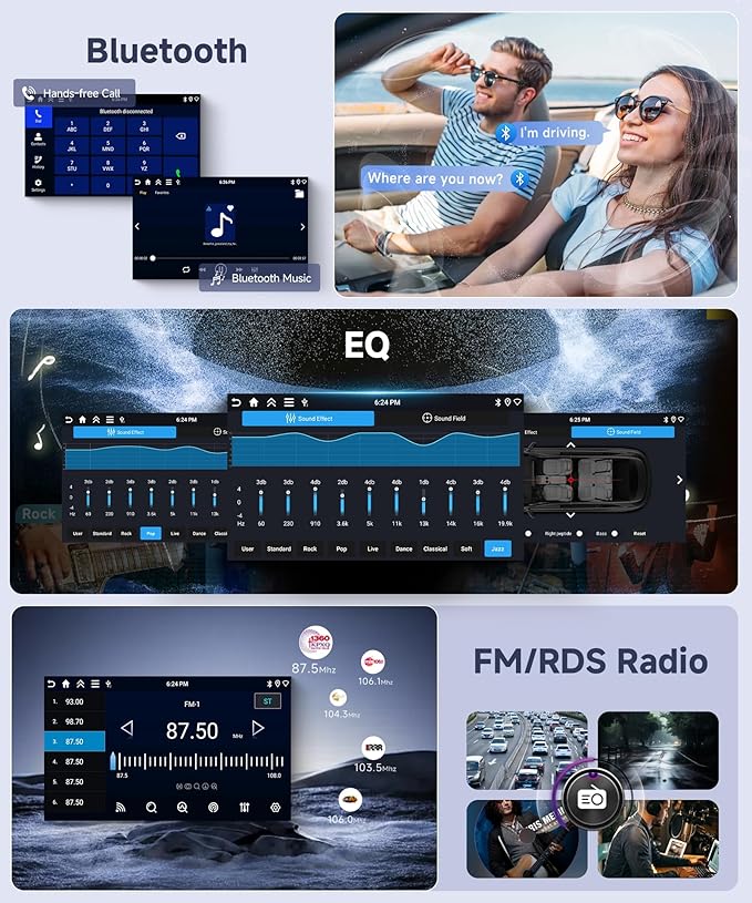 Single Din Android Car Stereo with Wireless Carplay Android Auto, Orderich 4G+64G 7“ Touch Screen Car Radio 1 Din with backup Camera, Support 4G WiFi Mirror Link GPS Navigation Bluetooth FM USB EQ SWC