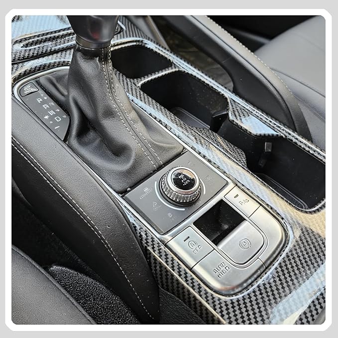 Center Console Frame Cover,for Kia Telluride 2020 2021 2022 2023 2024 2025 2026, Gear Shift Panel,Cup Holder Trim - Carbon Fiber Protective Accessories
