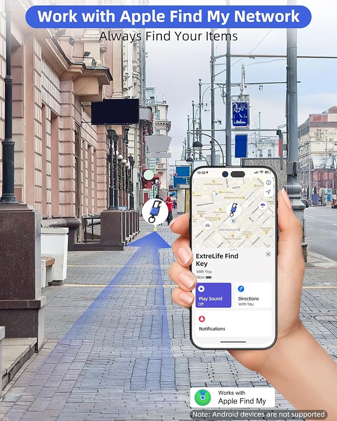 ExtreLife Keychain, Works with Apple Find My, Bottle Opener, Carabiner Car Key Chains with Gps Tracker