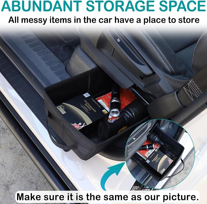 Car Front Under Seat Storage Organizer Compatible with Ineos Grenadier 2020-2026 Oxford Cloth Under Seat Storage Box Interior Accessories， Applicable to both left and right. (Black)
