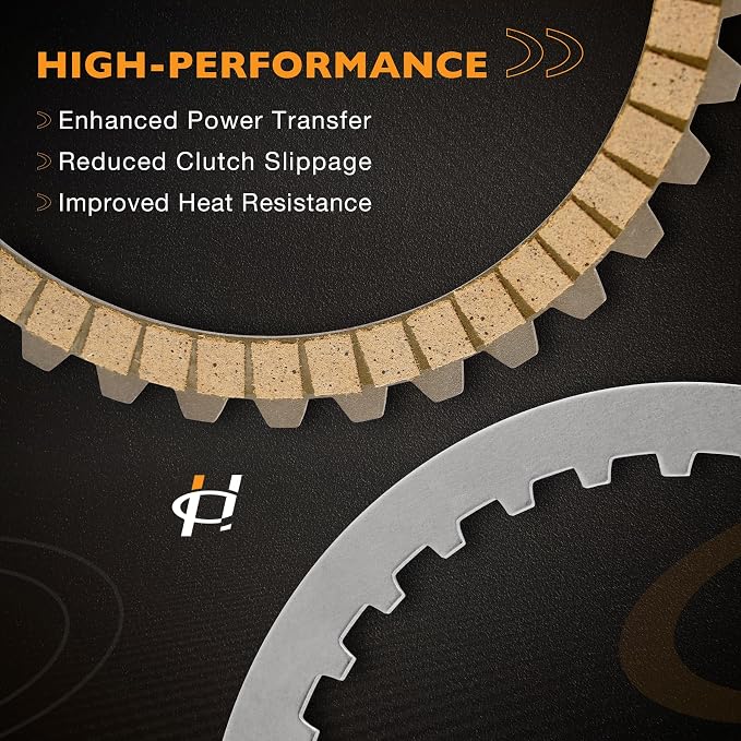 17PCS Extra Plate Friction Steel Clutch Disc Kit Compatible with Harley Davidson 1991-2017 Sportster, 1990-1997 Touring Dyna Softail, 1991-2002 Buell All Models Replaces 307-30-10011