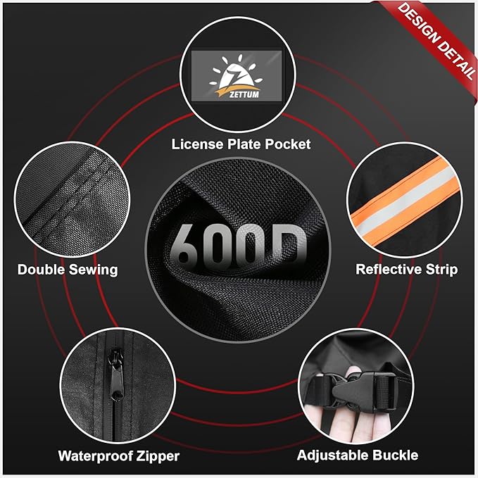 Zettum Bike Cover for Transport 2 Bike - 600D Travel Bike Covers for 2 Bikes on Rear Bike Rack Waterproof & Heavy Duty, Outdoor Full Bicycle Rack Cover for Two Bikes on Car Hitch Storage