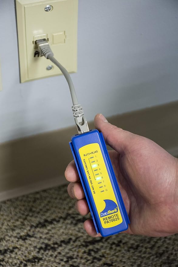 DataShark PA70025 Network Cable Tester | Cable Mapper, Check Continuity | LAN (RJ45) & Telephone (RJ11 RJ12 RJ14) | Test Patch Cords or Installed Cable Runs
