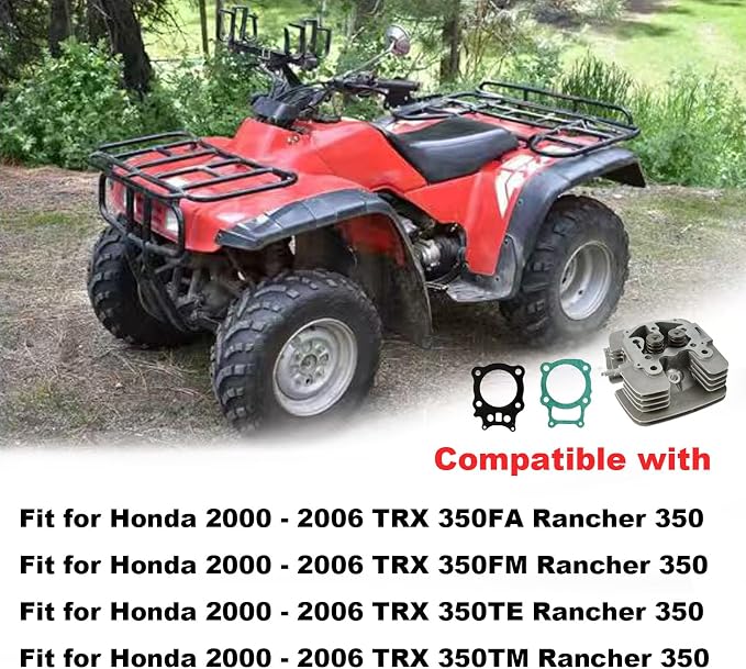 Cylinder Head and Gasket Compatible with Honda Rancher 350 TRX350 TRX350EX 2000-2006 12200-HN5-670
