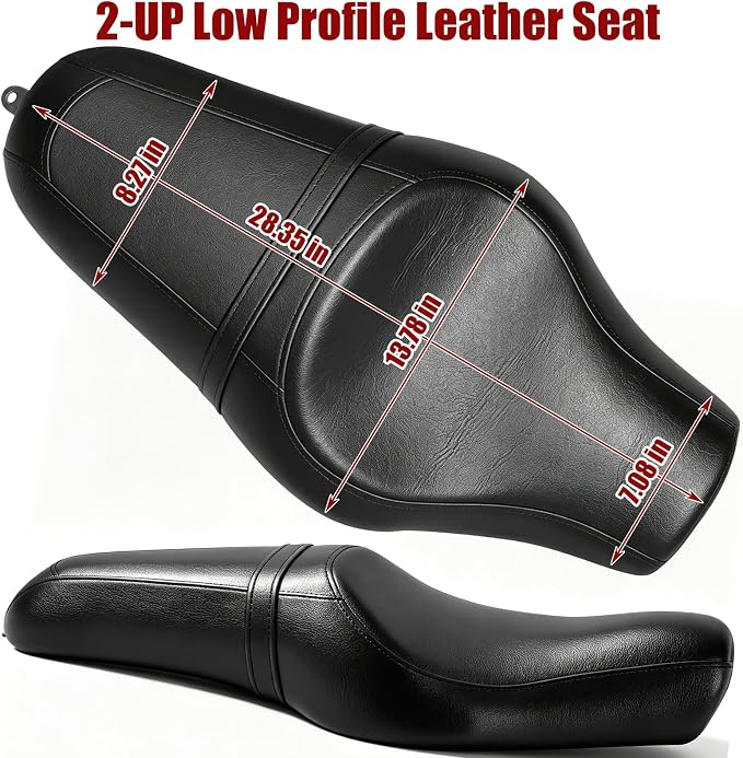 2-Up Motorcycle Seat for Sportster XL 2010-later, Driver Passenger Two Up Low Profile Leather Seat Pad for Harley Davidson Iron 883 1200 48 72 XL883 XL1200 Forty-Eight Seventy-Two SuperLow Accessories