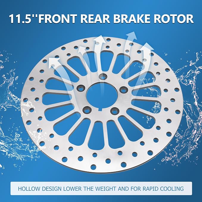 11.5'' Front Rear Rotor Kit 2PCS Fit for Harley Davidson Touring Sportster Dyna, Early Super Glide Softail Great Performance Superior Heat Dissipation Brake part, 420 Stainless Steel Rotors