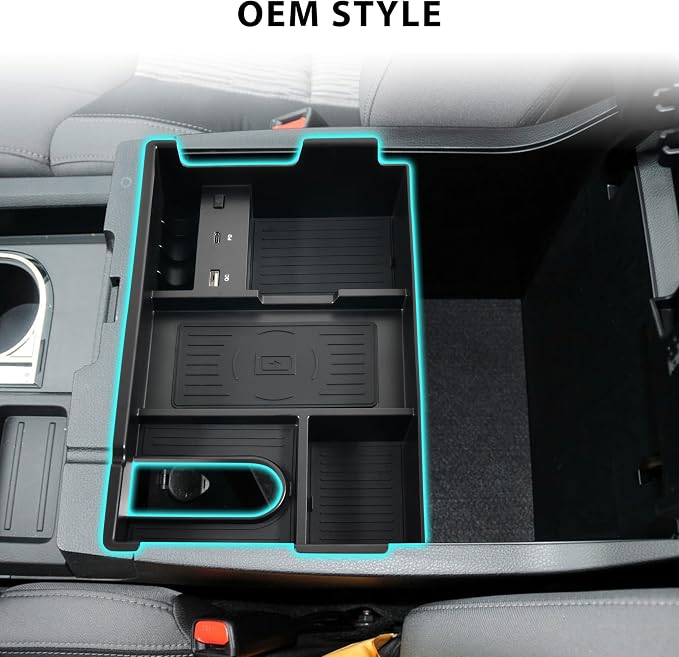 Wireless Charger for Toyota Tundra 2014-2021, Center Console Organizer Tray Armrest Storage Fast Wireless Phone Charging Panel Pad for 2014-2021 Toyota Tundra Accessories
