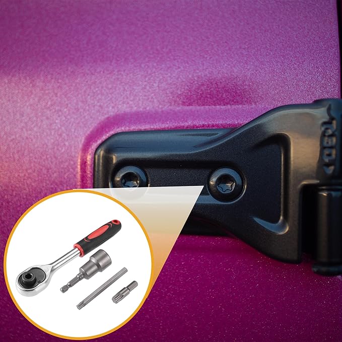 Soft Top Hard Top Door Removal - Car Door Torx Tool Kit - for Jeep Wrangler JL JK 2-4 Doors 2007-2022 Metal Rubber Silver Tone Titanium Tone Black - 4 Pcs