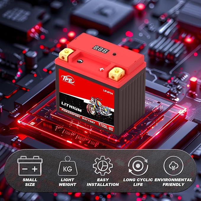 TPE Lithium Motorcycle DLF5L-BS 12V 3Ah LiFePO4 System Life Cycles for ATV, UTV Jet Ski Scooter, Motocross