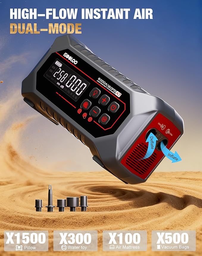 GOOLOO A7 Jump Starter with Air Compressor & GOOLOO DEEPSCAN DS200 OBD2 Scanner Diagnostic Tool