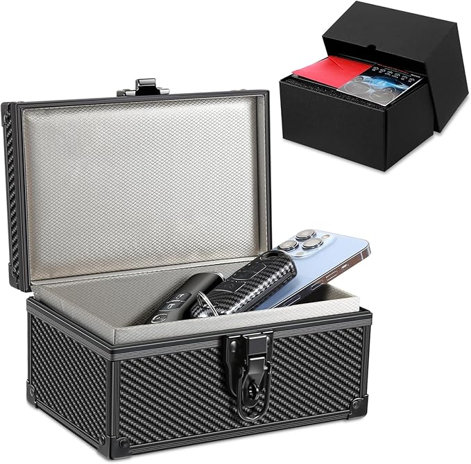 Faraday Signal Blocking Box for Car Key Fob, Keyless Entry Car Key Fob Protector Shielding Cage (Carbon Fiber Black)