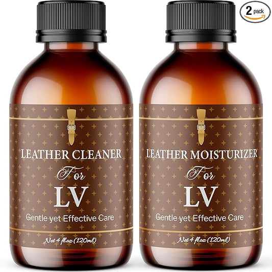 Leather Cleaner & Moisturizer For Louis Vuitton, Formulated To Clean LV Leather Stains While Restoring Leather Shine, Making Your Louis Vuitton Look Renewed & Leaving A Light Fragrance, 120ml X 2