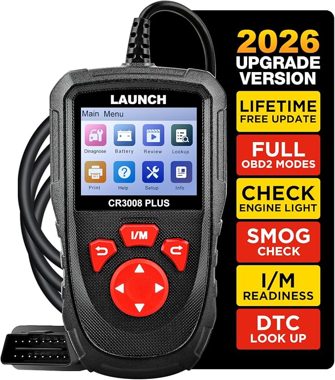 LAUNCH Professional OBD2 Scanner Diagnostic Tool CR3008 Plus,One-Click I/M,Lifetime Update Code Reader,Enhanced Check Engine Code Reader OBDII Car Scan Tool for All Vehicles After 1996,Battery Test