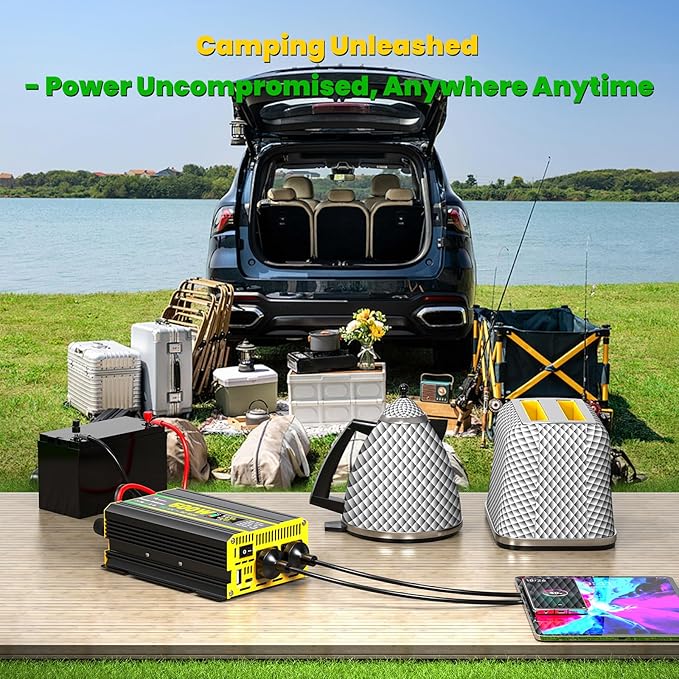 500 Watt Power Inverter for Vehicles, Car Power Inverter with 2 AC Outlets/Cigarette Lighter/PD 36W USB-C/QC 18W Port/LED Display, Inverter 12V to 110V for Truck/Car/Laptop/Camping with Surge 1000W
