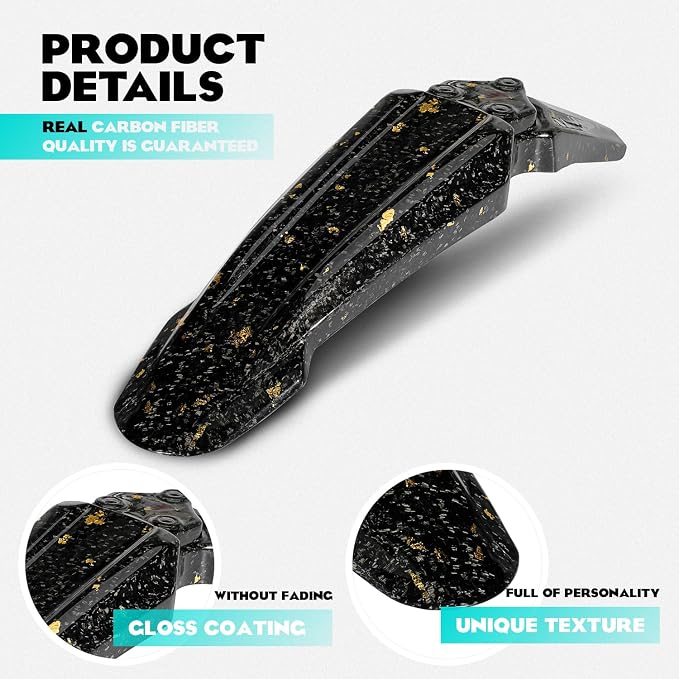 Funparts Sur Ron Front Fender,Carbon Fiber Motorcycle Fender Mud Guard for Surron Sur Ron LBX X260 X160 Electric Dirt Bike Gold
