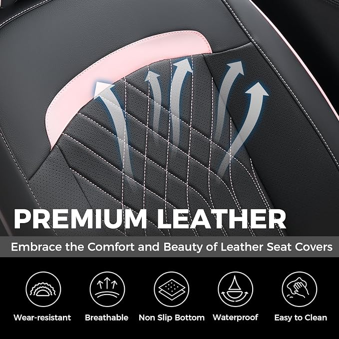 FLORICH Leather Seat Covers, Car Seat Covers Full Set, Car Seat Protector Waterproof, Front and Rear Seat Covers for Cars, Automotive Seat Covers Universal Fit for Most Cars SUV