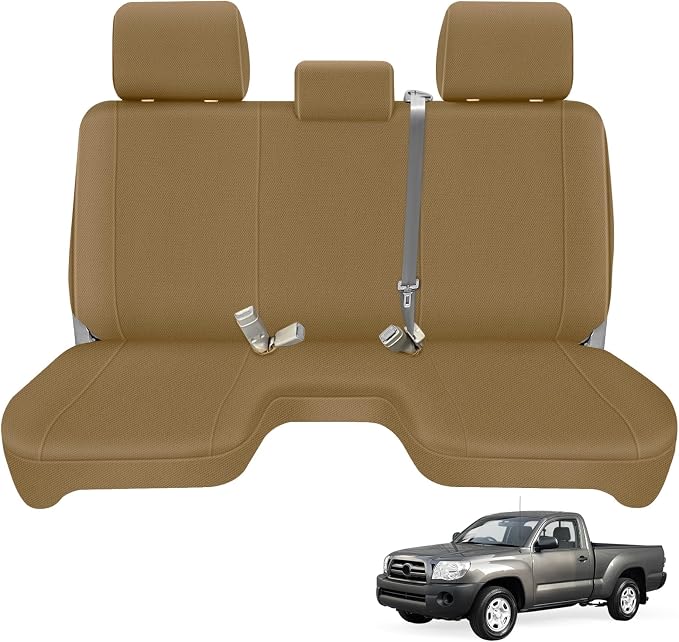 Truck Bench Seat Cover Compatible with 2005-2014 Toyota Tacoma with Large Notched, Tan