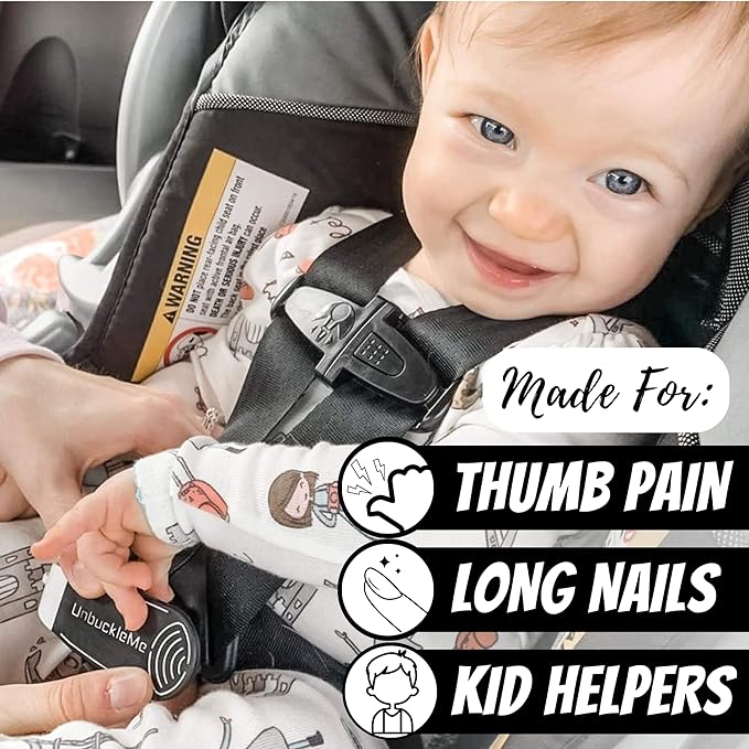 UnbuckleMe Car Seat Buckle Release Tool - Easy Opener Aid for Arthritis, Long Nails, Older Kids - Button pusher for infant, toddler, convertible 5 pt harness car seats - As Seen on Shark Tank (Purple)