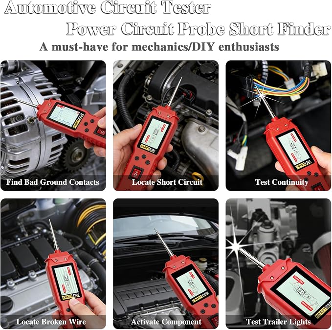 Automotive Circuit Tester, Power Circuit Probe Short Finder with Multimeter & Oscilloscope, 0-36V DC/AC Voltage, PWM Drive, Component Activation, Tester Electric 16.4FT Cable for Car Truck RV