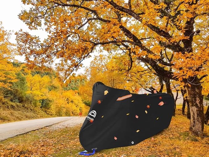 Motorcycle Cover Waterproof Outdoor 80 inches Length All Season Universal Protection, Coverado Scooter Covers with Inner Flame Retardant Fabric and Seam PU Tapes, Fit for Harley Davidsion Yamaha etc