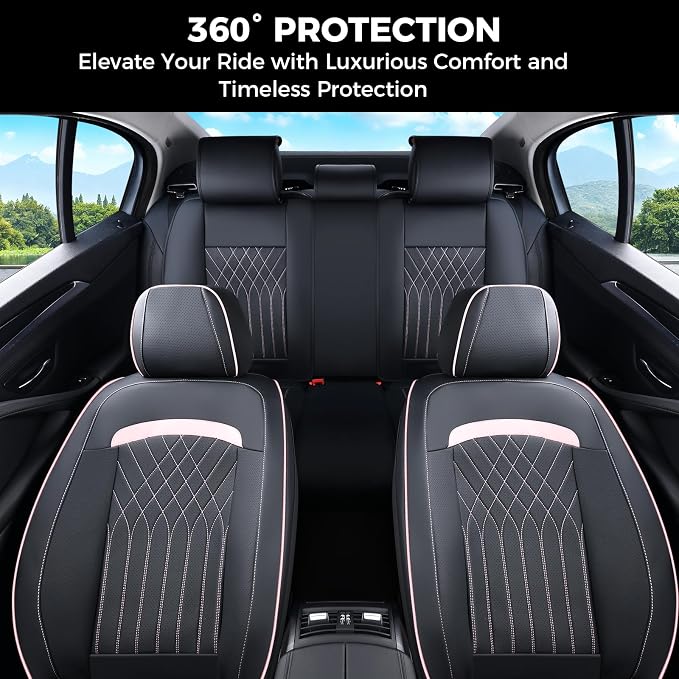 FLORICH Car Seat Covers Front Seat, Leather Seat Covers for Cars, Waterproof Car Seat Protector Breathable, Front Seat Covers for Cars, Automotive Seat Covers Universal Fit for Most SUV Pick-up Truck