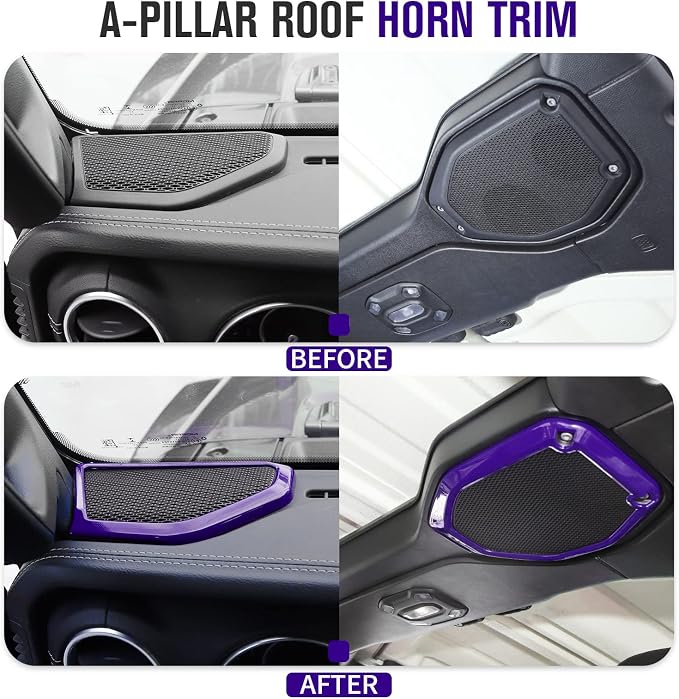 JeCar Purple Interior Speaker Cover Bezel Trim Kit for 2018-2023 Jeep Wrangler JL JLU & Gladiator JT Interior Accessories, 4pcs