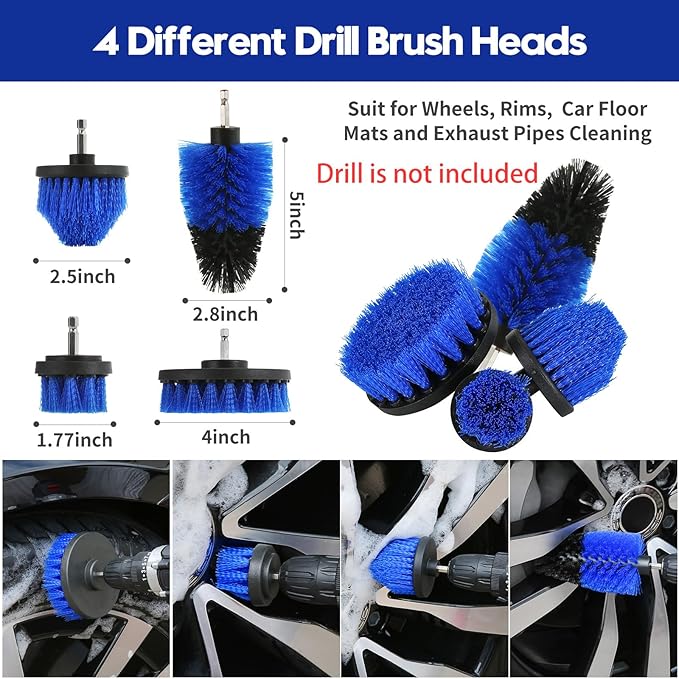 Qydipclin 39Pcs Car Detailing Kit, Car Detailing Brush Set, Car Wash Cleaning Kit, Car Detailing Brushes, Professional Car Care Kit for Interior Exterior Wheels, Blue