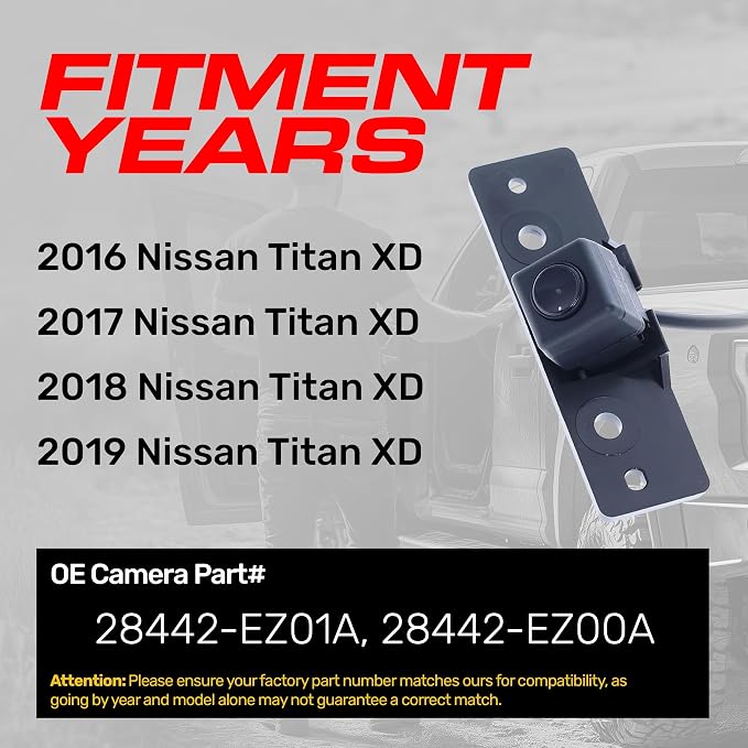 Master Tailgaters Replacement for Nissan Titan XD (2016-2019) Backup Camera OE Part # 28442-EZ01A, 28442-EZ00A