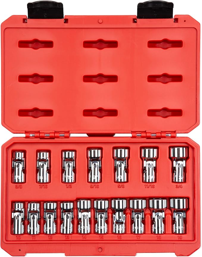 TEKTON 3/8 Inch Drive Universal Joint Socket Set, 17-Piece | SHD91301