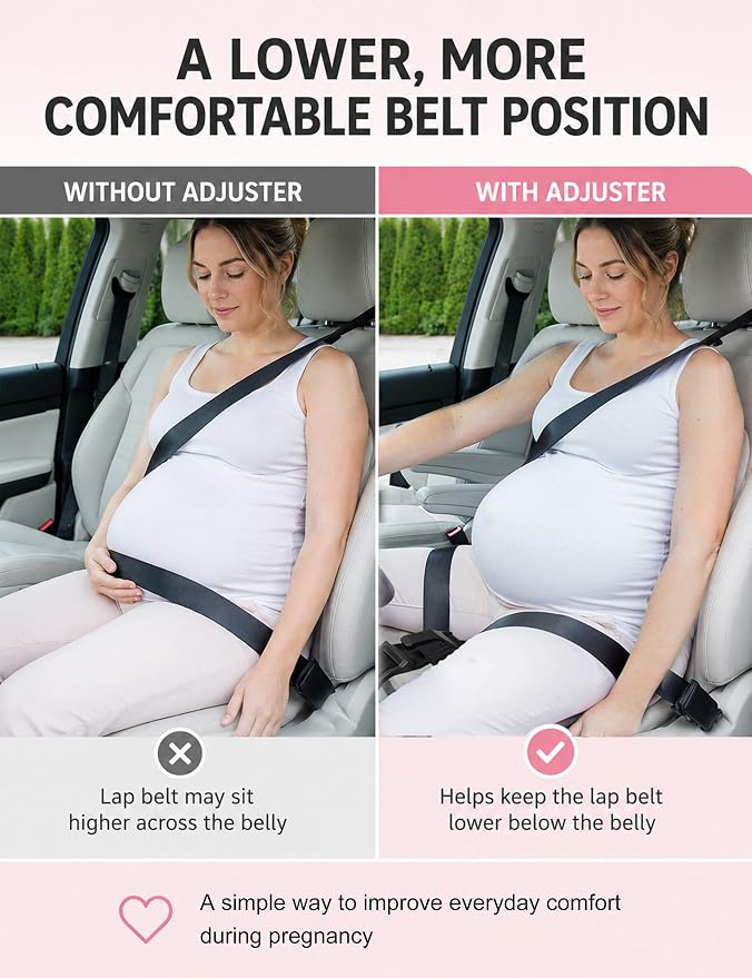 Mimibelt Car Seat Pillow for Pregnancy, Fabric Reduce Rubbing Belly, Enhance Driving and Traveling Comfort (Deep Pink)