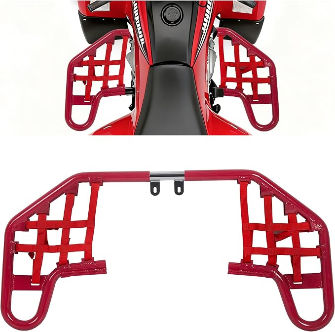 ALMULOO Nerf Bar W/Nets Compatible with 1987-2004 Yamaha Warrior 350 YFM350X Side Steps Aluminium Steel Cloth Powder Coated Chrome