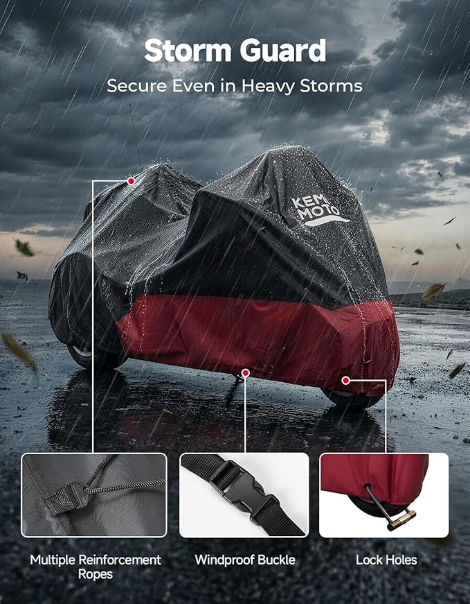 KEMIMOTO Heavy Duty 3 Wheel 420D Motorcycle Cover with Antenna Opening Compatible with Trike Models Freewheeler Tri Glide Ultra Goldwings Cover Waterproof Impermeable Outdoor All Weather Protection