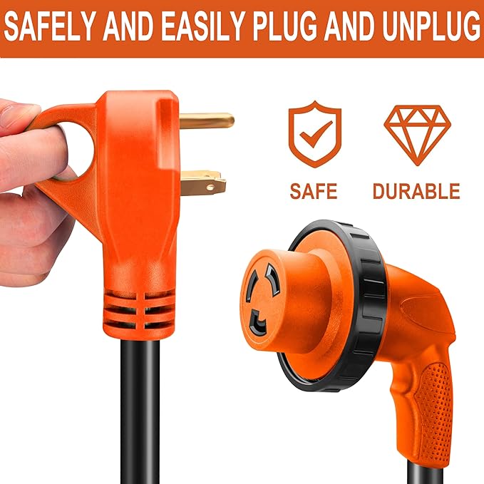 30 Amp RV Extension Cord,30 ft,Heavy Duty Generator Extension Cord with LED Power Indicator,30 AMP Female 90° Twist Lock Adapter with Reverse Polarity Lamp,NEMA TT-30P to L5-30R,120V/125V