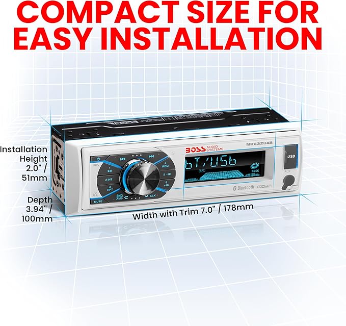 BOSS Audio Systems Marine Radio + Radio Cover
