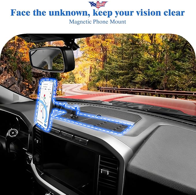 F150 Magnetic Phone Mount Compatible with 2021 2022 2023 2024 2025 Ford F150 & 2021-2023 Ford Raptor Truck Accessories Metal Cell Phone Holder Dash Platform Mount